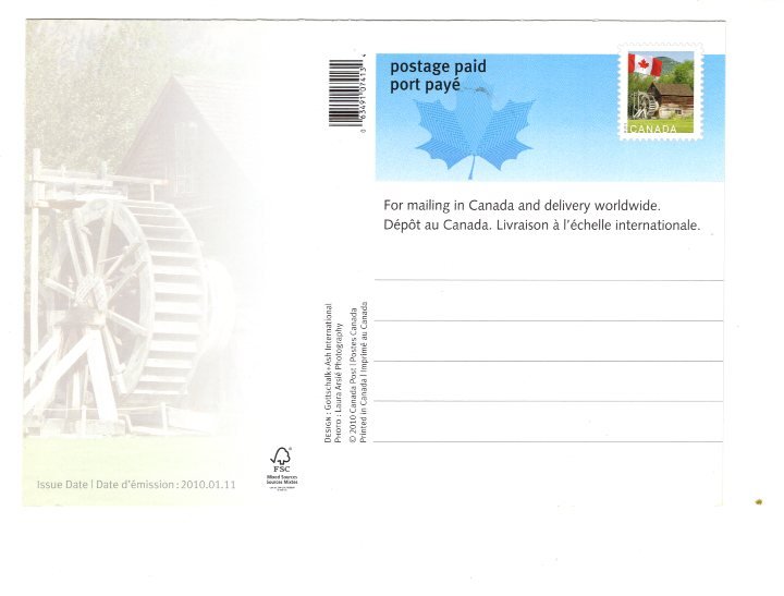 Old Windmill, 5 X 7 Postal Stationery Canada Prepaid