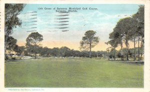 13TH GREEN OF SARASOTA FLORIDA MUNICIPAL GOLF COURSE POSTCARD 1931