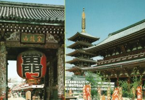 Postcard Sensoji Temple Kaminarimon Portal Covered with Votive Cards Tokyo Japan