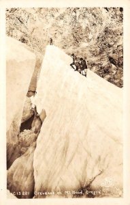 RPPC Crevasse on Mt. Hood, Oregon Mountain Climbers 1930s Vintage Photo Postcard