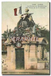 Old Postcard Paris Statue Strasbourg Place de la Concorde