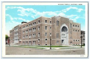 c1940's Masonic Temple Exterior Roadside Hastings Nebraska NE Unposted Postcard