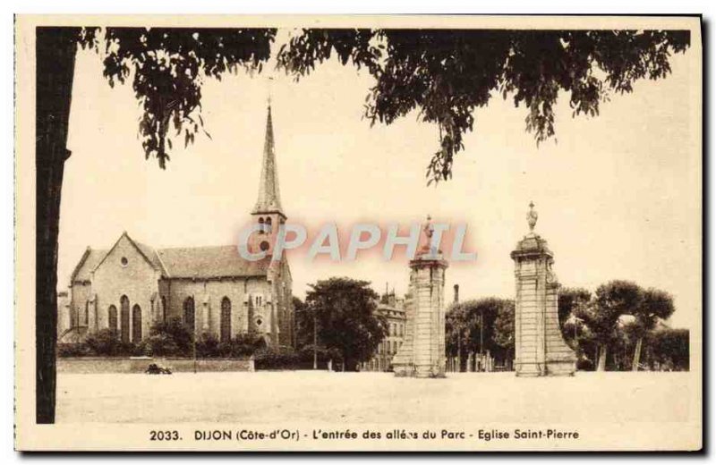 Old Postcard Dijon L & # 39Entree The Alleos From St. Peter Church Park