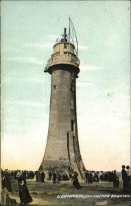 NEW BRIGHTON ENGLAND Lighthouse at Low Tide c1910 Postcard