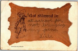 Got Skinned In...Mock Leather c1907 Vintage Postcard X01