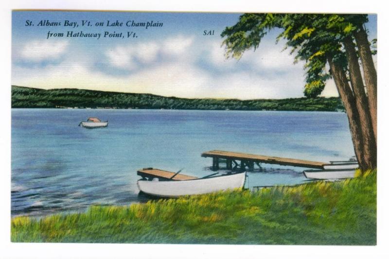 St Albans Bay, Vermont on Lake Champlain, unused Tichnor Linen Postcard