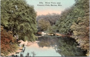 Postcard WI Racine - River View Near Country Club