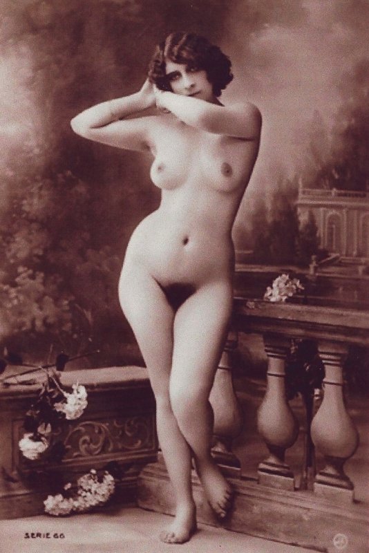 HR-16 -  Handmade B&W French Risque Nude Picture Postcard