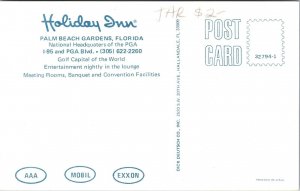 Holiday Inn Hotel Entrance Lobby Cars Flag Pole Palm Beach Gardens FL Postcard 