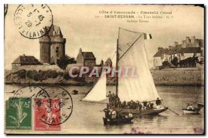 Old Postcard Saint Servan Solidor Tower Boat