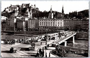 Salzburg Staatsbrücke Austria Real Photo RPPC Postcard