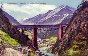 AMSTEG SWITZERLAND GOTTHARDBAHN VIADUKT 1915