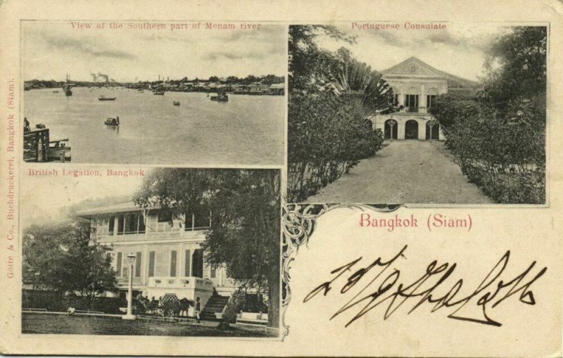 siam thailand BANGKOK British Legation Portuguese Consulate Menam 1901