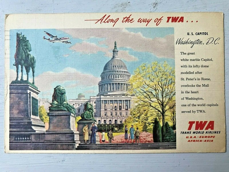 Vintage Postcard>1955>Along the Way of TWA>U.S> Capitol>Washington, D.C.