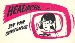 Heachache? See Your Chiropractor Cartoon Occupation, Chiropractic Unused 