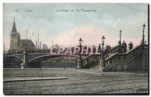 Old Postcard Liege La Poste and La Passerelle