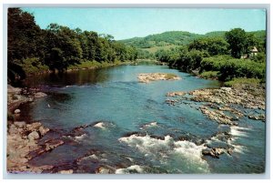 Mt. Ida Arkansas AR Postcard Greetings River Trees Rock Scene 1960's Vintage