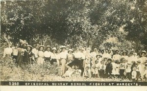 C-1910 Religion Episcopal Sunday School picnic Marcey's Photo Postcard 21-4717