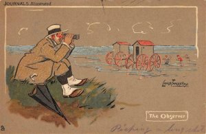 The Observer Lance Thackeray Risque Comic Beach Bathers 1909 Vintage Postcard