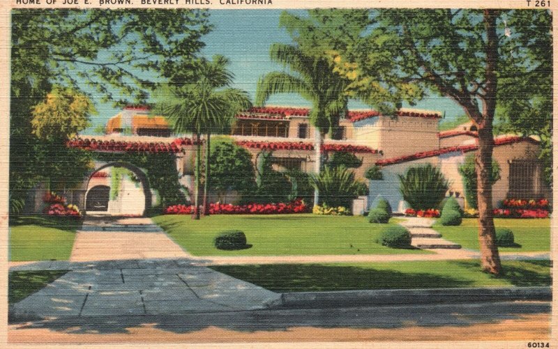 Vintage Postcard Home of Joe E. Brown Residence House Beverly Hills California