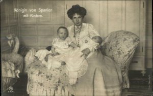 Queen of Spain & Children - German Issued Real Photo Postcard c1910