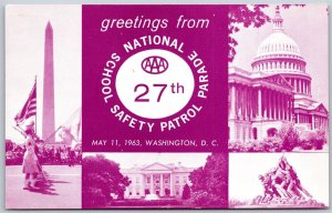 Vtg Washington DC 27th National School Safety Patrol Parade AAA 1963 Postcard