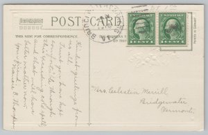 New Year~Holly Branches & New Years Greeting~Vintage Postcard 