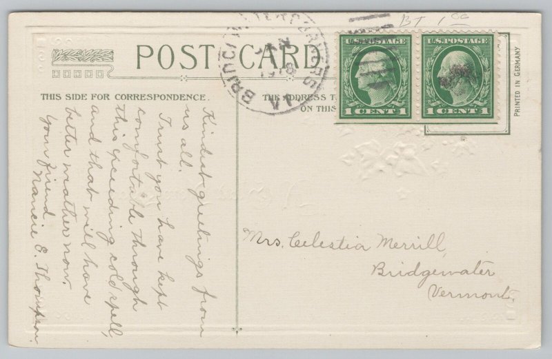 New Year~Holly Branches & New Years Greeting~Vintage Postcard 