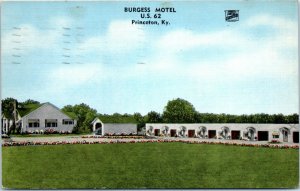 1940s Burgess Motel U.S. 62 Princeton Kentucky Linen Postcard