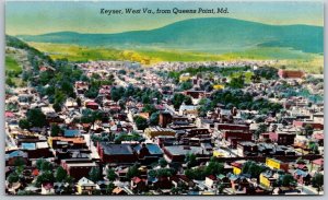 Vtg Keyser West Virginia VA Birds Eye View From Queens Point MD 1950s Postcard