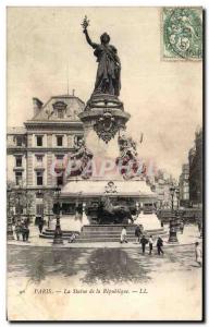 Old Postcard Paris Statue of Lion Republic