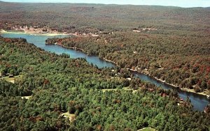 1960s OLD FORGE NEW YORK CHANNEL OLD FORGE POND FIRST LAKE CHROME POSTCARD P932