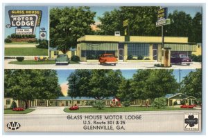 c1940's Glass House Motor Lodge And Restaurant Glennville Georgia GA Postcard