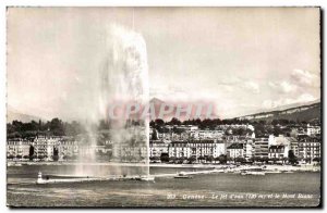 Old Postcard Geneve The jet & # 39ean and Mont Blanc