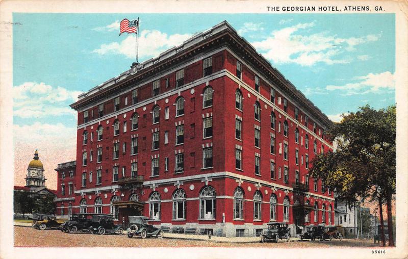 The Georgian Hotel, Athens, Georgia, Early Postcard, Used in 1930