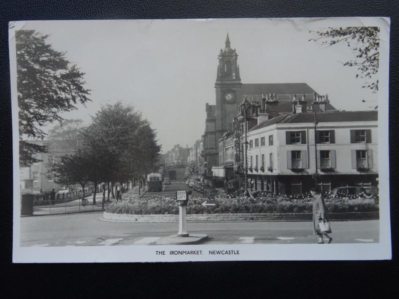 Staffordshire NEWCASTLE UNDER LYME The Ironmarket c1950's RP Postcard