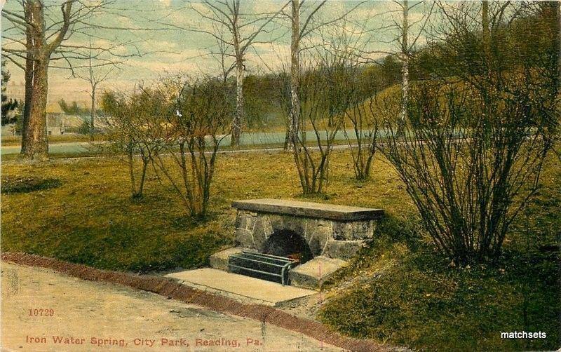 1951 Reading Pennsylvania Iron Water Spring City Park Bossleman postcard 6960