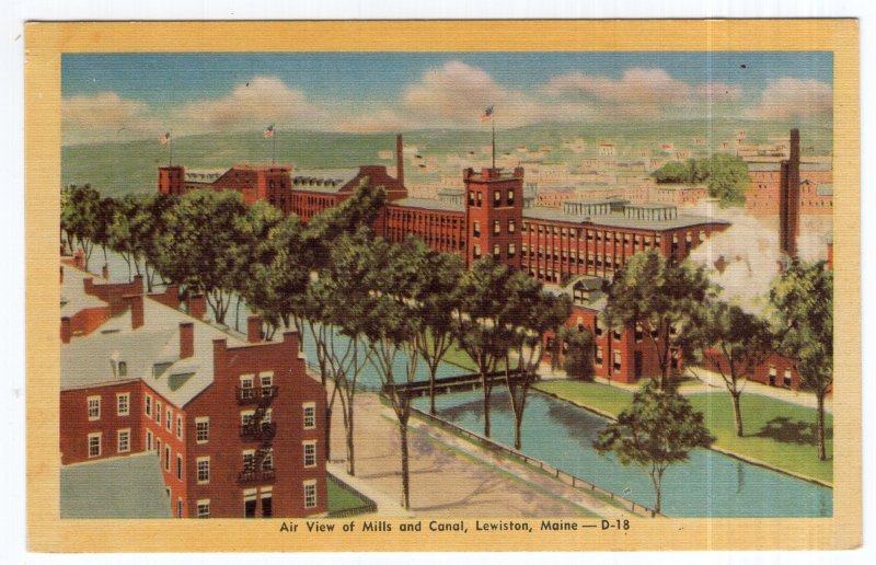 Lewiston, Maine, Air View of Mills and Canal