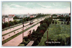 c1910 Trolley Car Broadway Winnipeg Manitoba Canada Antique Unposted Postcard