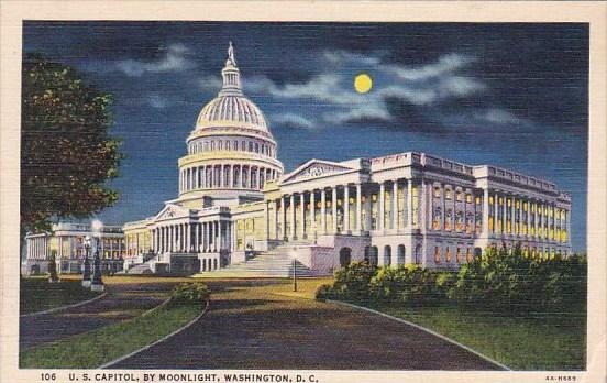 U S Capitol By Moonlight Washington D C