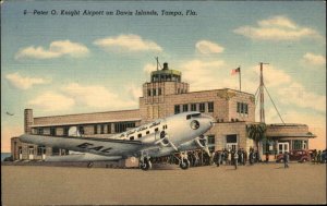 Tampa Florida FL Knight Airport Great Silver Fleet Airplane Linen Postcard