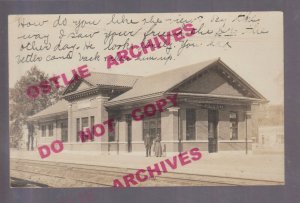 Plano ILLINOIS RPPC 1914 DEPOT Train Station CB&Q RR Railroad nr Aurora Oswego