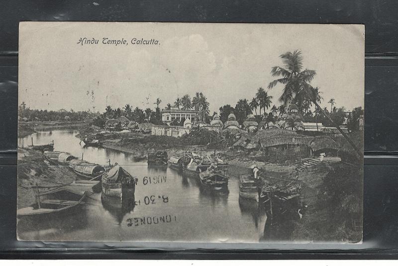 INDIA,CALCUTTA,1911,HINDU TEMPLE MAILED TO LONDON,UK,REDIRECTED TO PORTLAND US