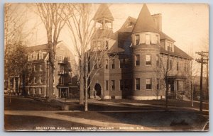Meriden NH~Wonderful Towers~Recitation Hall Kimball Union Academy~RPPC 1915