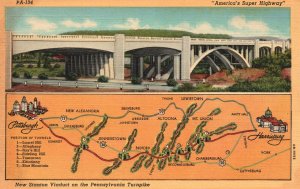 Vintage Postcard 1920's New Stanton Viaduct on the Pennsylvania Turnpike PA