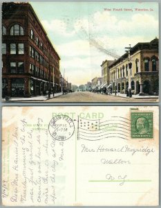 WATERLOO IA WEST FOURTH STREET 1909 ANTIQUE POSTCARD