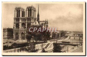 Old Postcard Paris church Notre Dame Vue Generale