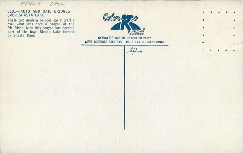 Automobile Rail Bridges Shasta Lake California Roberts #C131 Postcard 20-5077