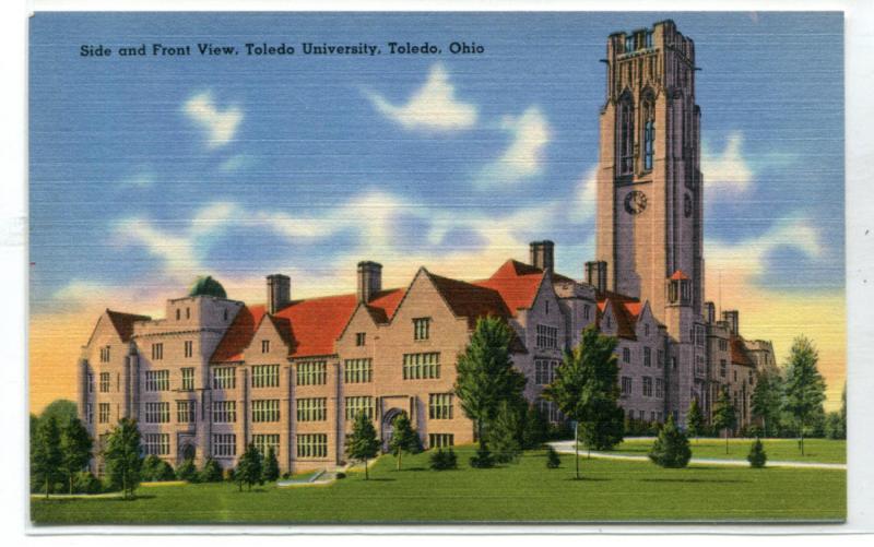 Toledo University Campus View Ohio linen postcard