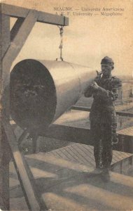 BEAUNE Universite Americaine AEF University Megaphone Soldier Vintage Postcard